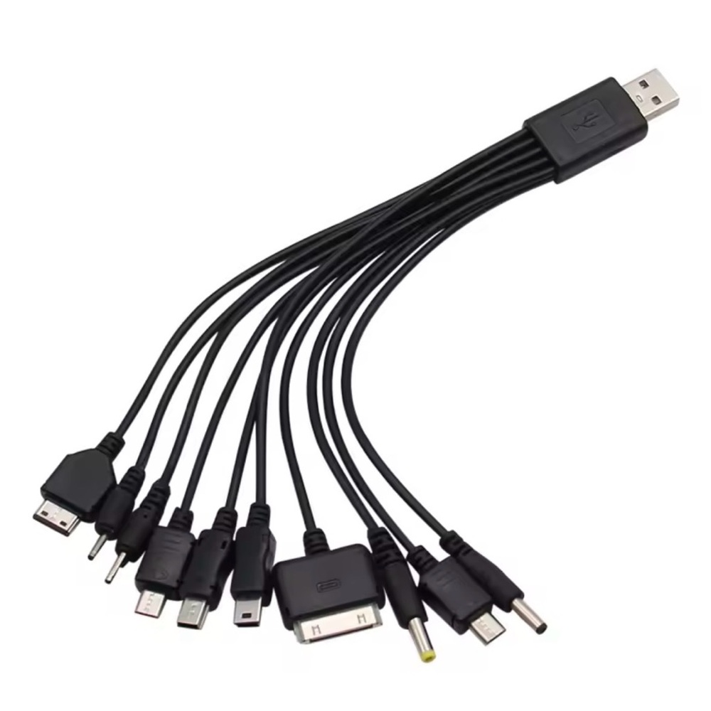 Universal USB To Multi Plug Cell Phone & Device Charger Cable 10 to 1 USB Cable